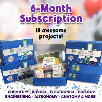 STEM Discovery Box 6 Month Subscription with 18 Total STEM Projects - Educational Science Technology Engineering Learning Lab -