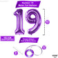 Katchon, Giant 19 Birthday Balloons Purple - 40 Inch | 19 Balloons For 19Th Birthday Decorations | Purple 19 Balloon Number | 19Th Birthday Balloons For 19 Year Old Birthday Party Decorations