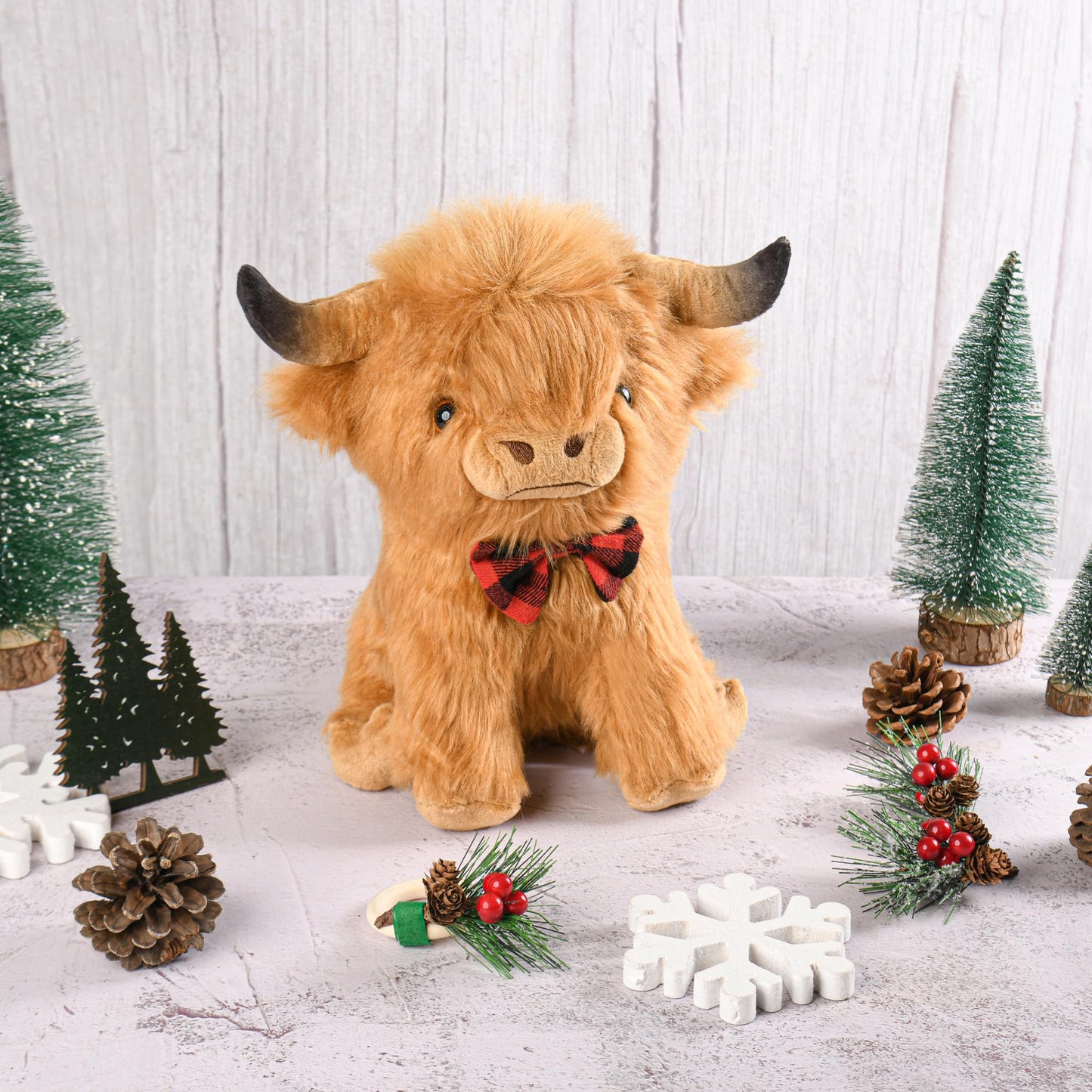 Yzxzm Scottish Highland Cow Stuffed Animal, Christmas Cow Plush Toy, Cute Christmas Stuffed Toys For Kids, 9.8 Inch