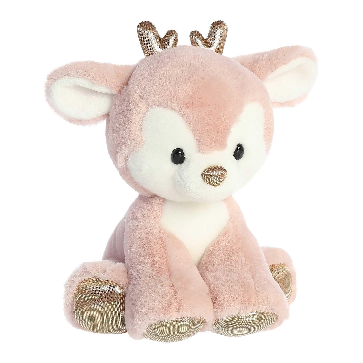 Aurora Festive Holiday Dashing Reindeer Stuffed Animal - Seasonal Cheer - Heartwarming Gifts - Rose Gold 13 Inches