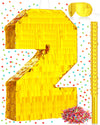 Sratte Piata Birthday Party Decorations Gold Foil Piata with Stick Blindfold Confetti for Boy Girl Birthday Anniversary Celebrat