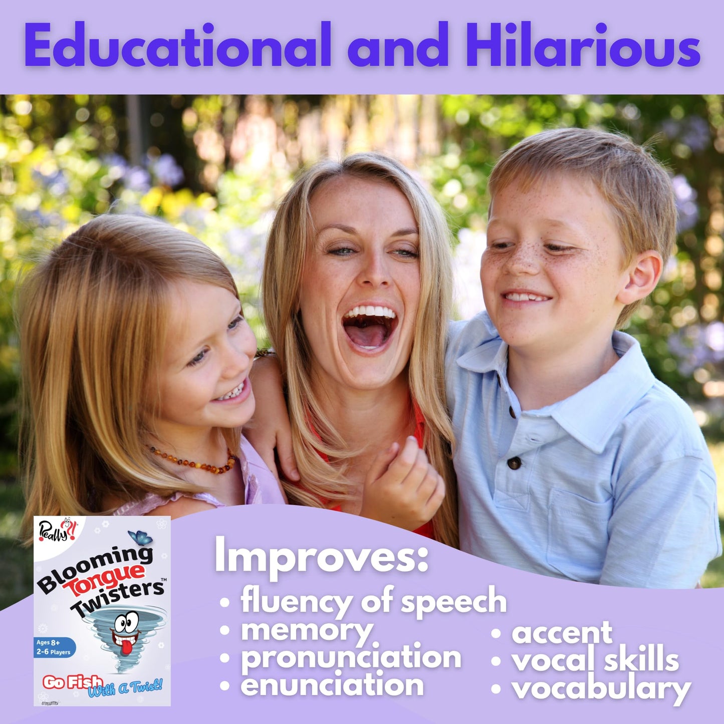 Really?! Hilarious Card Games For Kids 8-12 Teens Adults, Educational Family Party Games With Tongue Twisters, Speech Therapy Games, Homeschool, Gifts For Boys 8-12 Girls