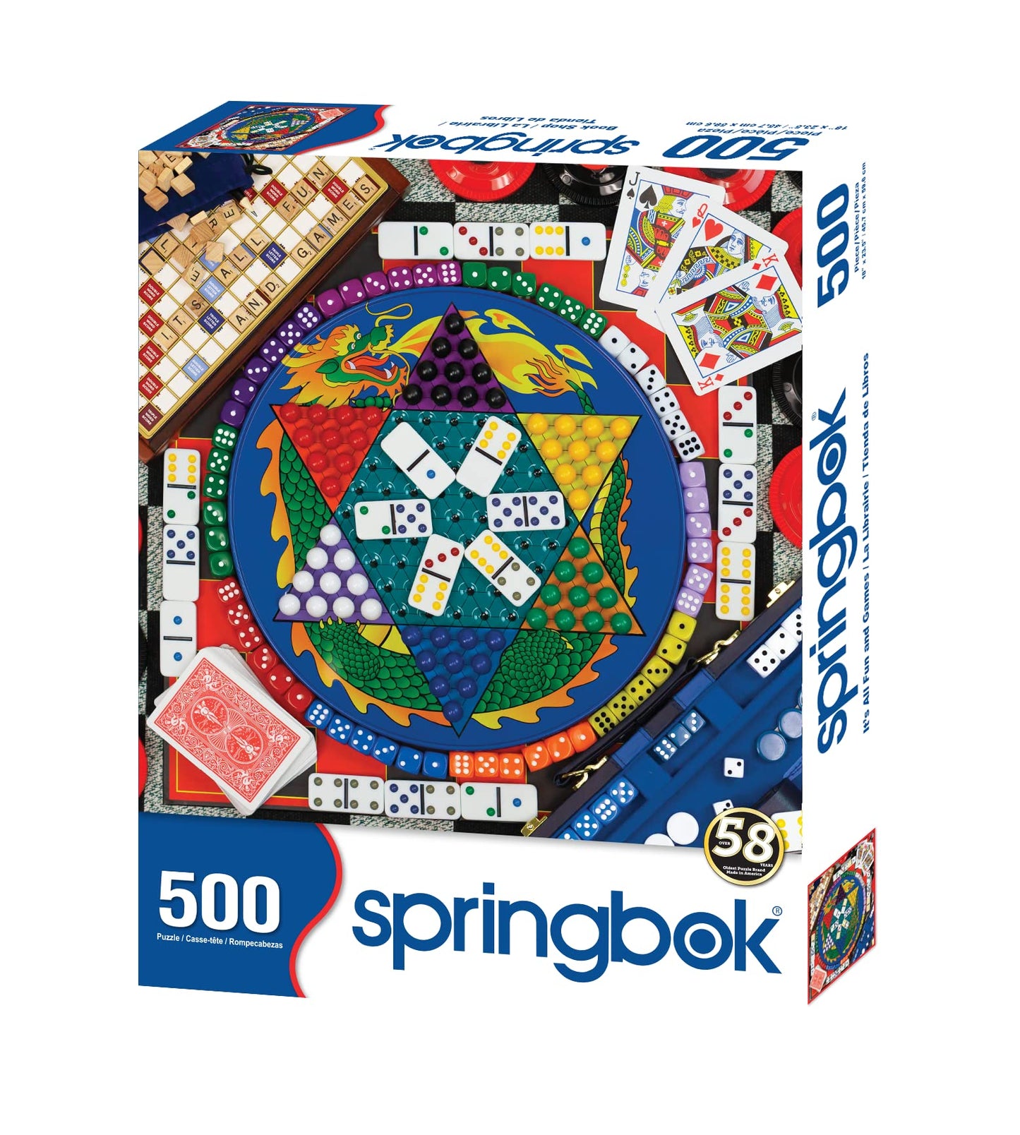 Springbok 500 Piece Jigsaw Puzzle - Classic Board Games Collage, Multi-Color, Engineered Wood, Model 33-02540