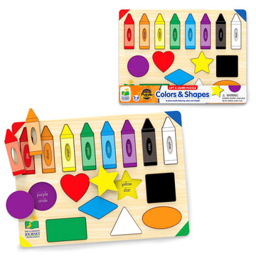 The Learning Journey Lift & Learn Puzzle - Colors & Shapes, Educational Toy for Ages 3+, Cardboard, Model 501825, Brown