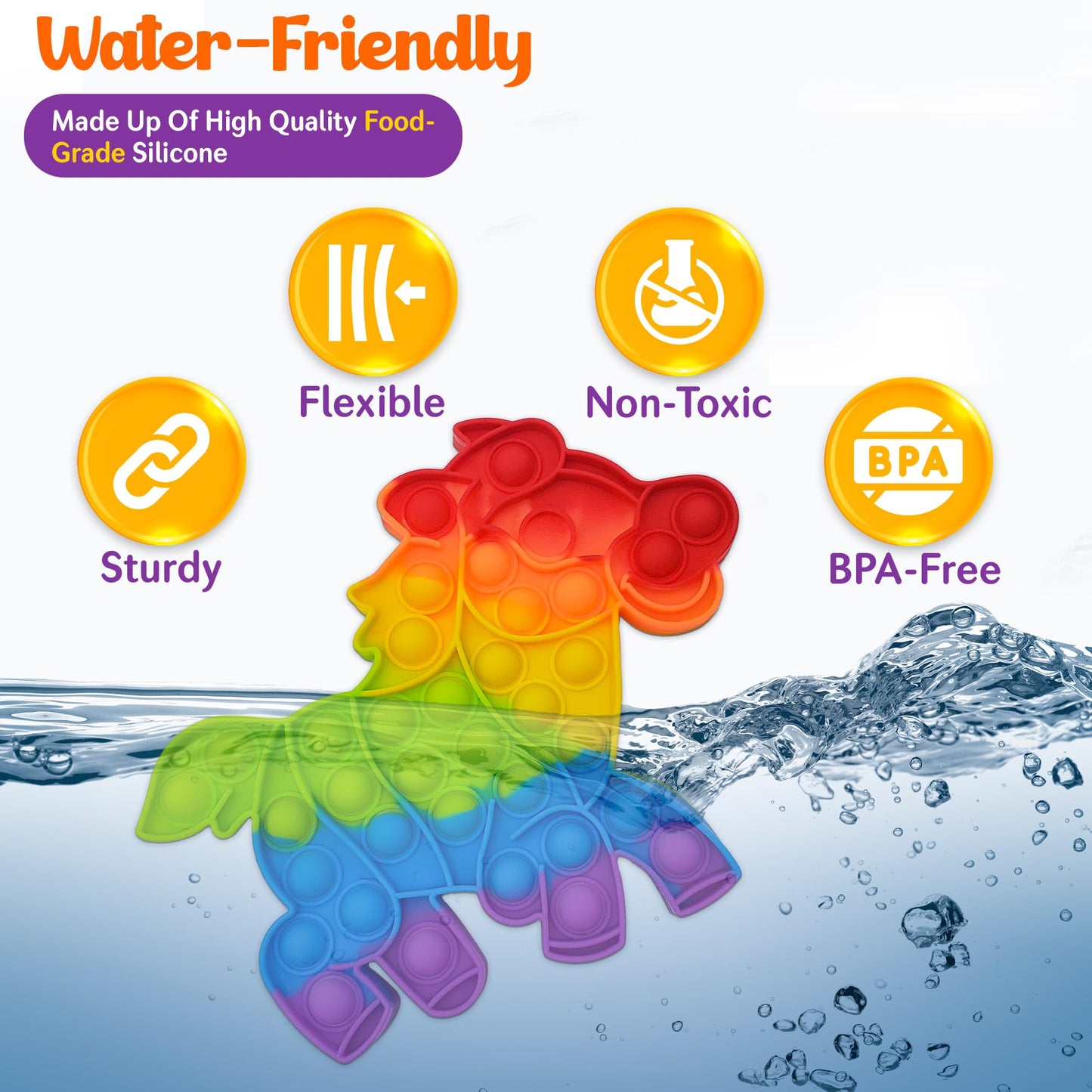 Animals Pop Fidget Toys Set  Silicone Rainbow Dinosaur Popper Fidget Set for Children  Sensory Squeeze Toys Stress Reliever Tool for Kids mature-themed ADHD Lion  Tiger  Horse and Duck 4 Pack