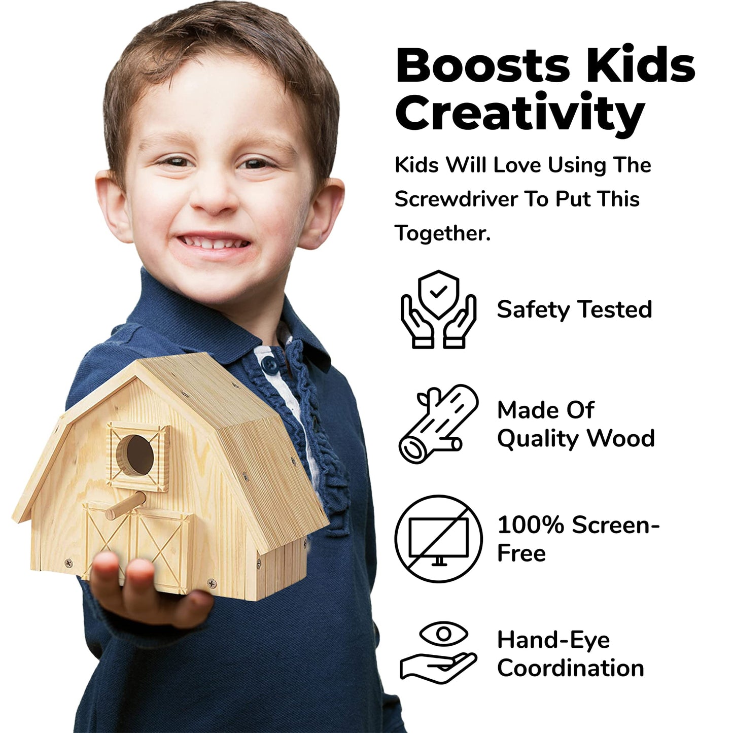 Kraftic Woodworking Kit - 6 DIY Carpentry Projects for Kids & Adults, Brown, Model DIY7