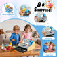 VROGTIK Wooden Cash Register for Kids, Rechargeable Toy with Scanner, Child-Size, Silver, Ages 3-12