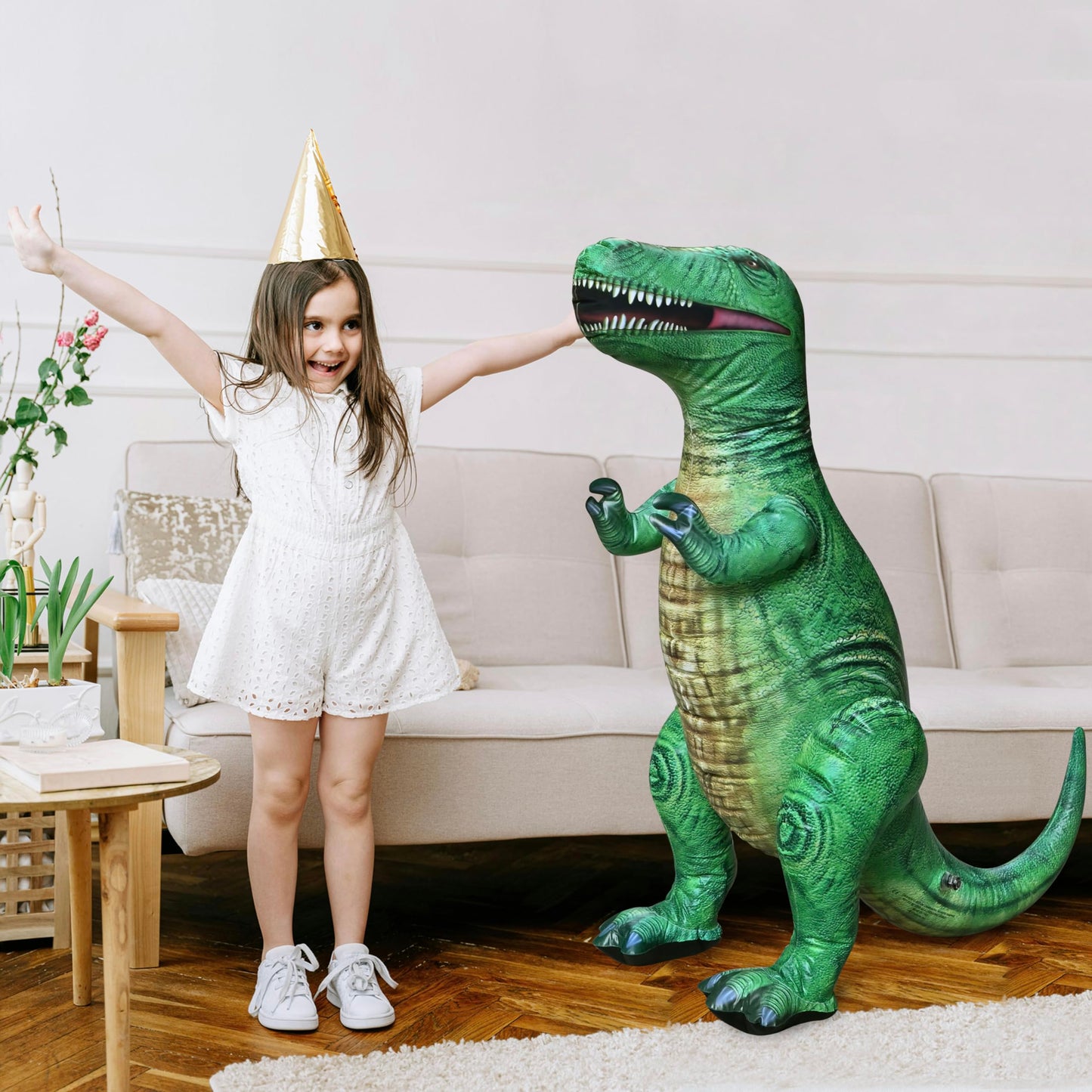 Jet Creations Inflatable T-Rex Dinosaur Toy, 37'' Tall/43 Long, Wild Green, Pool, Party, Garden Decor, Halloween Photo Prop Jura