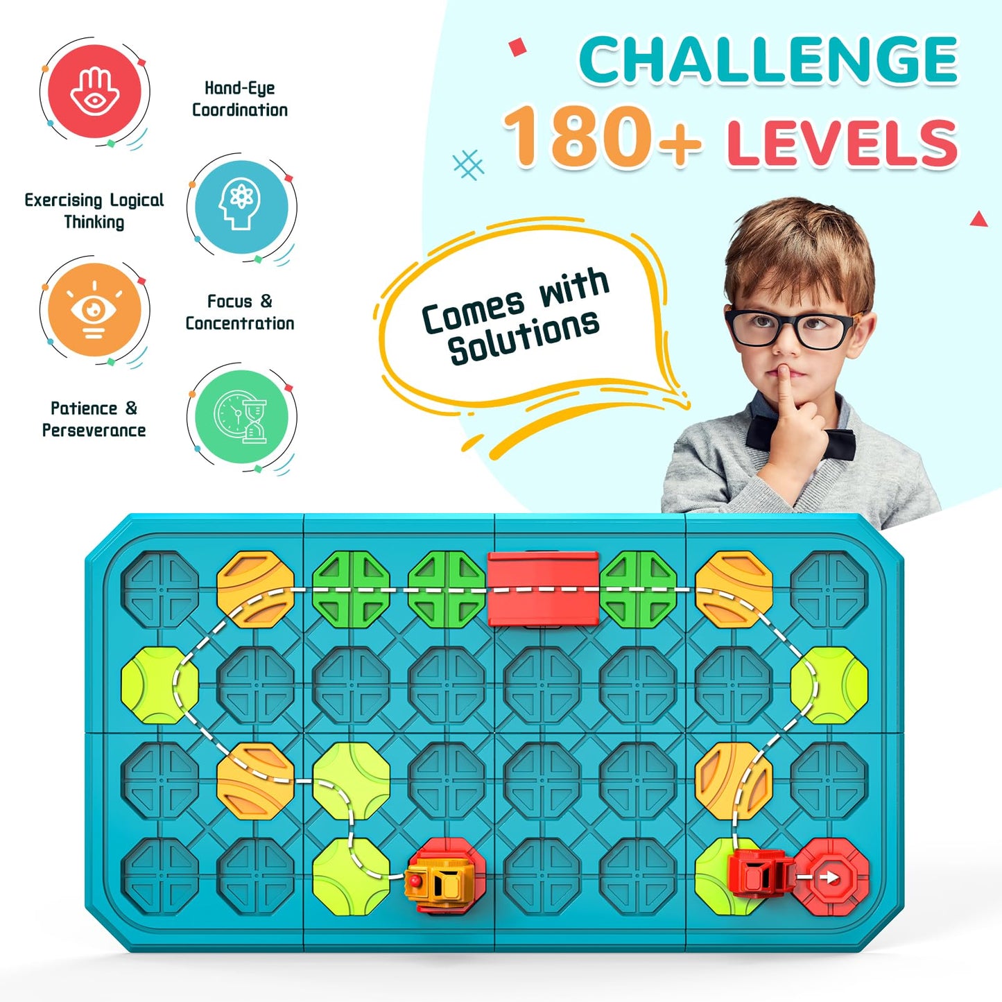 Airkid Stem Board Games, Montessori Logic Puzzles - Educational Road Builder Toys For Kids Ages 3-8