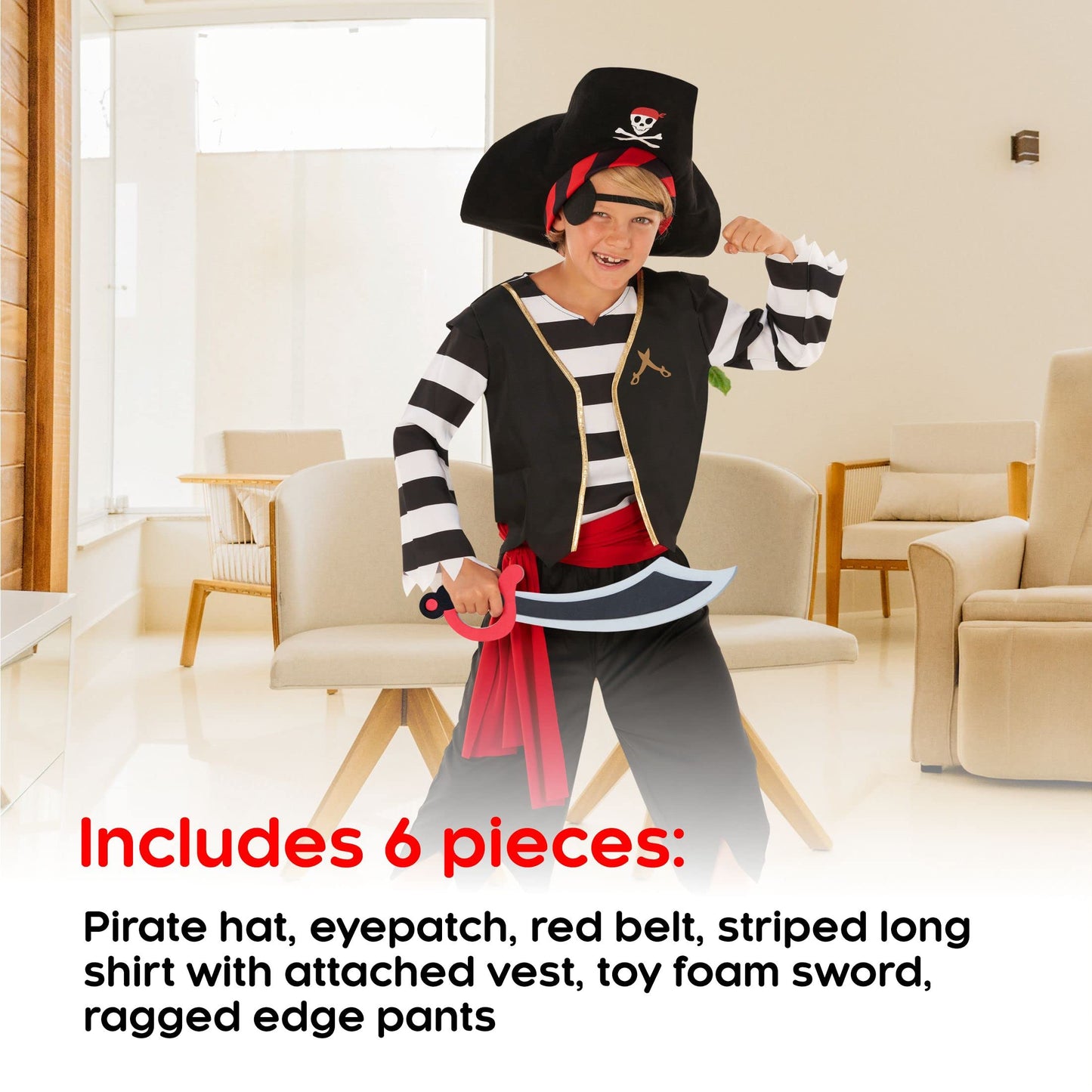 Morph Pirate Costume For Kids - Boys Pirate Outfit - Fun Dress Up Costume For Halloween, Parties, Role Play, 3-4 Years