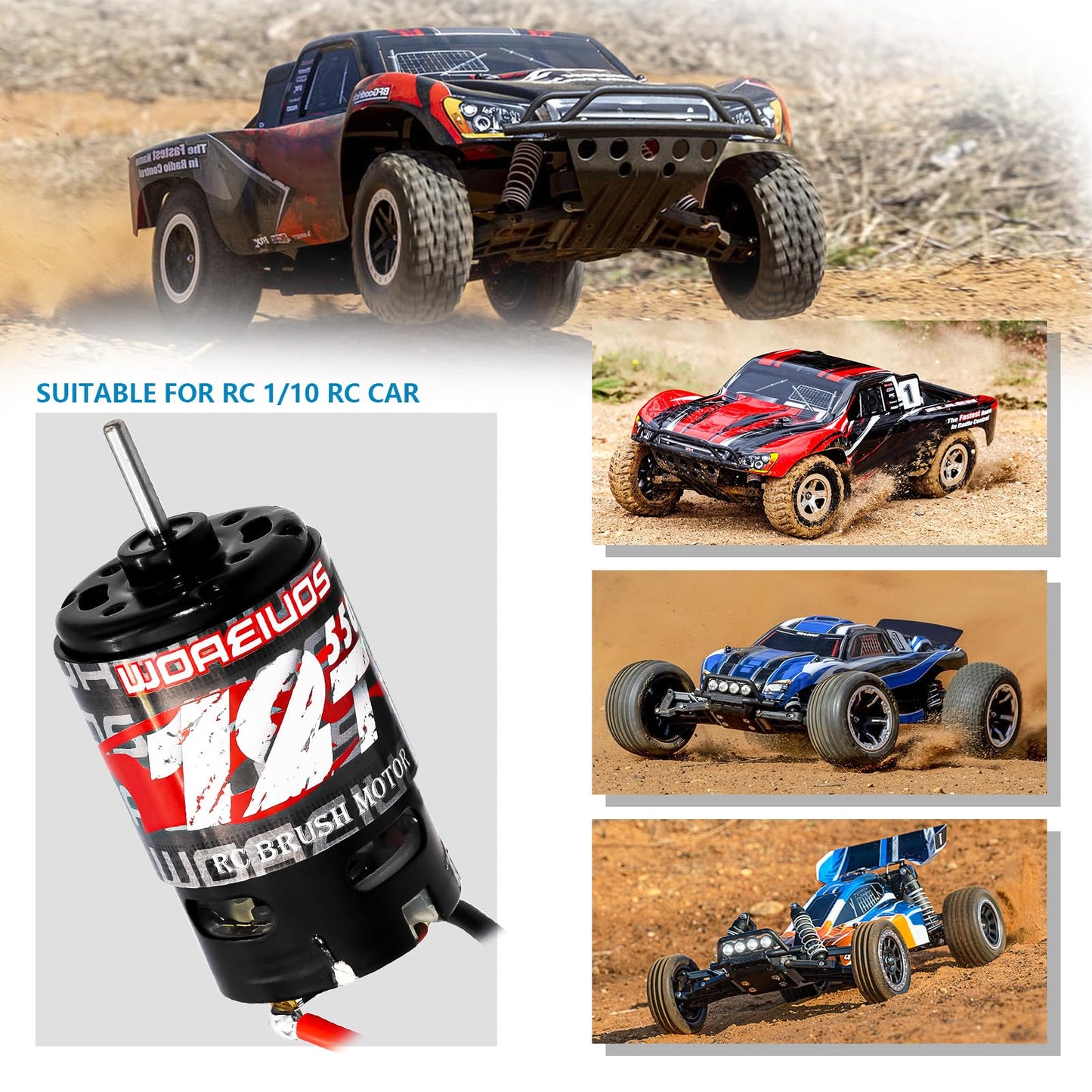 Woaeiuos 550 Brushed Motor 12T & Heatsink Combo For 1/10 Rc Truck Car Slash Arrma Granite Senton Typhon Redcat Axial Hpi
