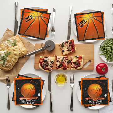 40Pcs Basketball Napkins, Basketball Party Decorations Disposable Napkins, Basketball Birthday Party Paper Napkins For Sports Th