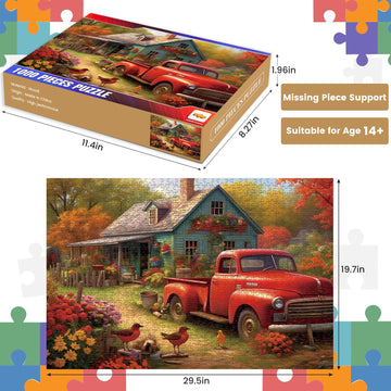 1000 Piece Puzzle For Adults,Wooden Jigsaw Puzzles,Puzzles For Adults 1000 Pieces And Up,House In The Countryside Puzzles For Adults,Artistic Decorations, Educational Toys,Finished Size 29.5'X20'