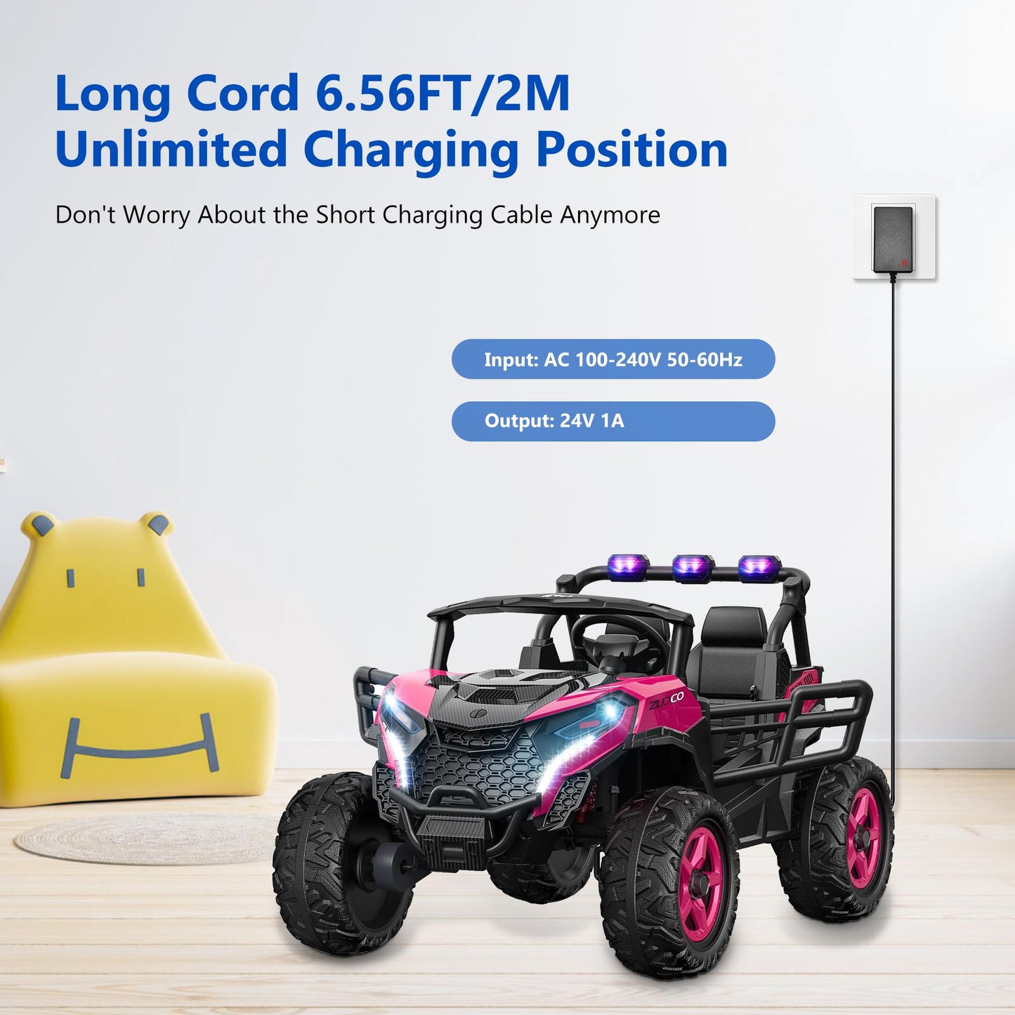 24V Battery Charger for Ride On Toys - Compatible with Power Wheels  Kids Ride On Cars  Electric ATVs  Lamborghini  Jeep  Mario Kart  24V Battery for Ride On Toys - DC Charger for 24 Volt Vehicles