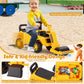 Costzon Ride on Road Roller, Sliding Kids Car with Adjustable Roller, Under-Seat Storage, Anti-Tipping Block & Engine Sound, Con