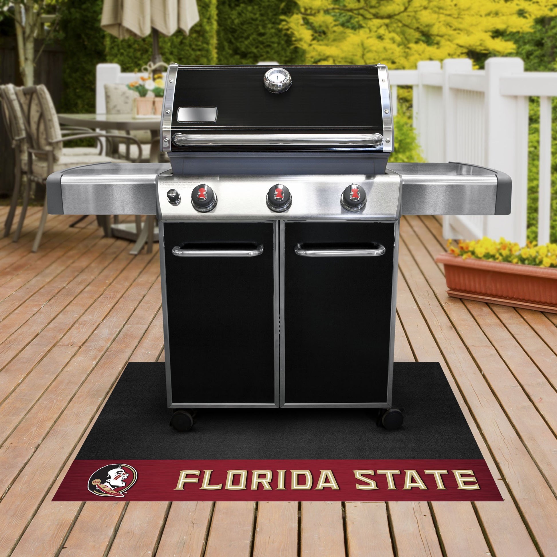 FANMATS - 12105 NCAA Florida State University Seminoles Vinyl Grill Mat, Black, 26x42