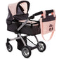 Dolls To Play Baby Doll Convertible Pram Stroller For Kids, Adjustable Handle Foldable Buggy Carriage With Canopy And Storage Ba