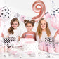 9 Number Balloon Rose Gold 40 Inch Big Foil Mylar 9Th Balloons For 9 Year Old Boy Girl Birthday Party Decorations Wedding Annive