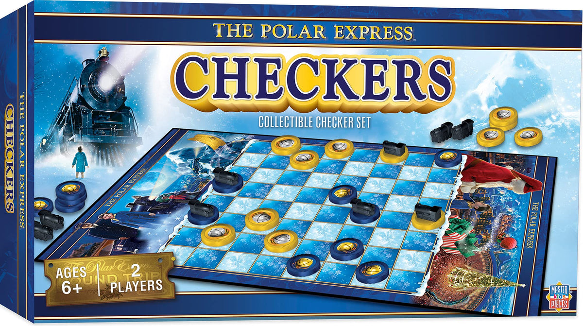MasterPieces Officially Licensed Polar Express Checkers Board Game for Families and Kids Ages 6 and Up