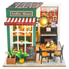 Spilay Dollhouse Miniature with Furniture DIY Wooden Crafts Doll House Mini Handmade Kit with Dust Cover and Music 1:24 Scale Creative Room Idea Gift for mature-themed (Afternoon Cafe with Dust Cover)