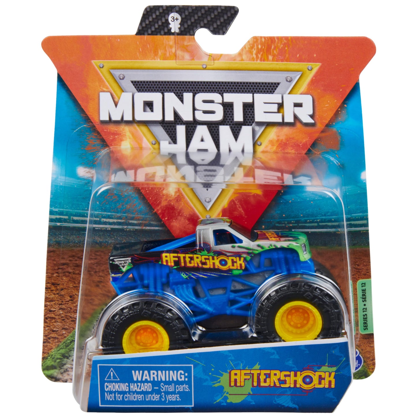 Monster Jam Official Aftershock Monster Truck Die-Cast Vehicle 1:64 Scale Multicolor Model 6059385