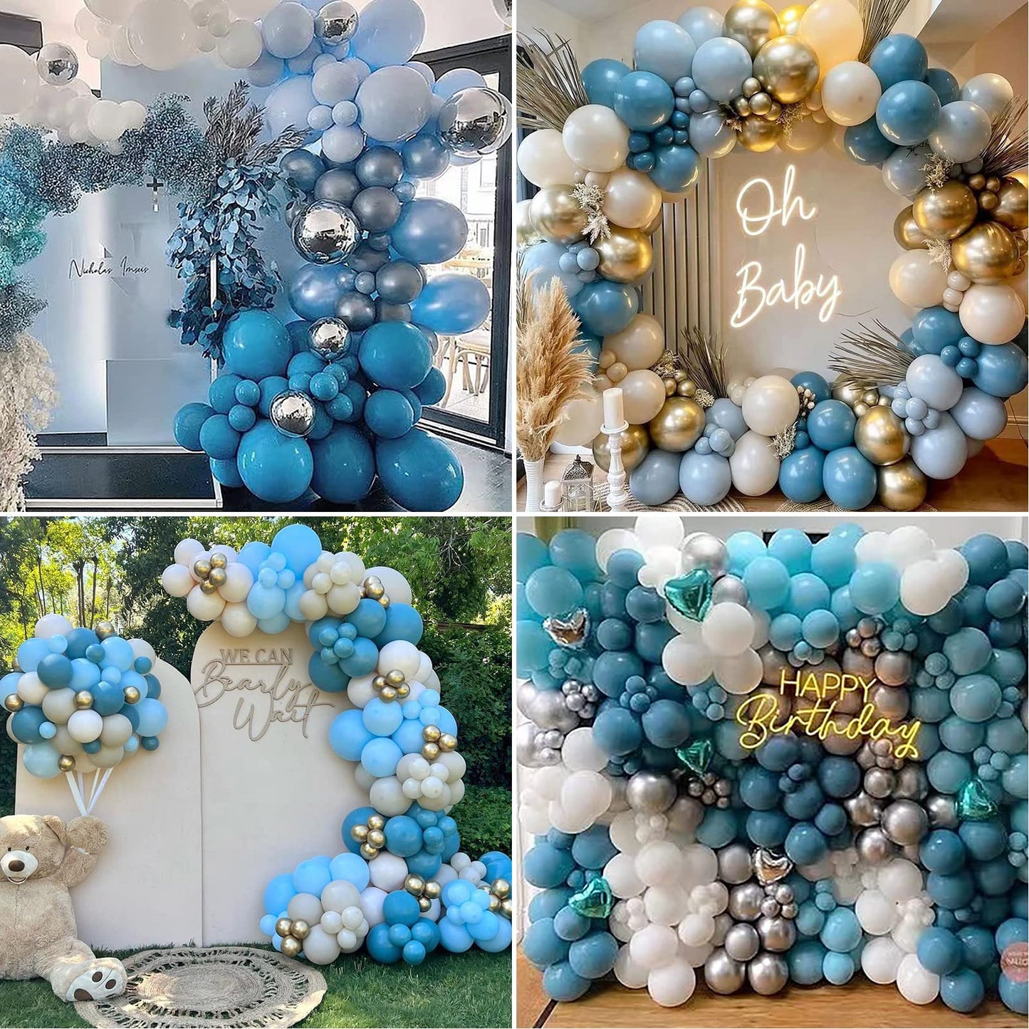 Peacock Blue Balloons Turquoise Blue Latex Balloon 5 10 12 18Inch Different Sizes 103Pcs Teal Blue Balloons Arch Kit For Kids Birthday Party Decoration Gender Reveal Baby Shower Wedding Whale Theme
