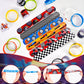 Lorfancy 48 PCS Race Cars Party Favors Slap Bracelets for Kids Boys Rubber Bracelets Silicone Wristbands Checkered Flags Car Rac