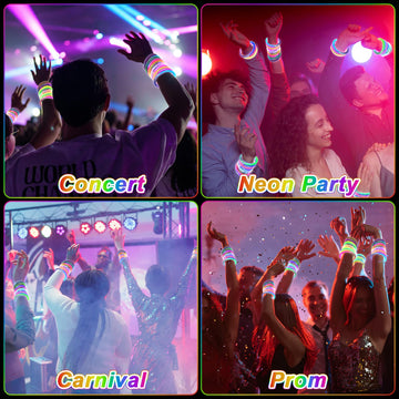 OLUPP 90 Pack Glow Bracelets, Glow Party Supplies Favors,6 Color Glow In The Dark LED Bracelets Light Up Bracelets Glow Sticks P