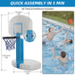 Blue Bay 2-In-1 Pool Basketball Hoop Poolside & Volleyball Set For Inground Pool Games Combo For Swimming Pool.