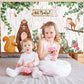 Woodland Baby Shower Backdrop Banner, Large Fabric Jungle Animal Birthday Party Decorations Woodland Creatures Forest Background