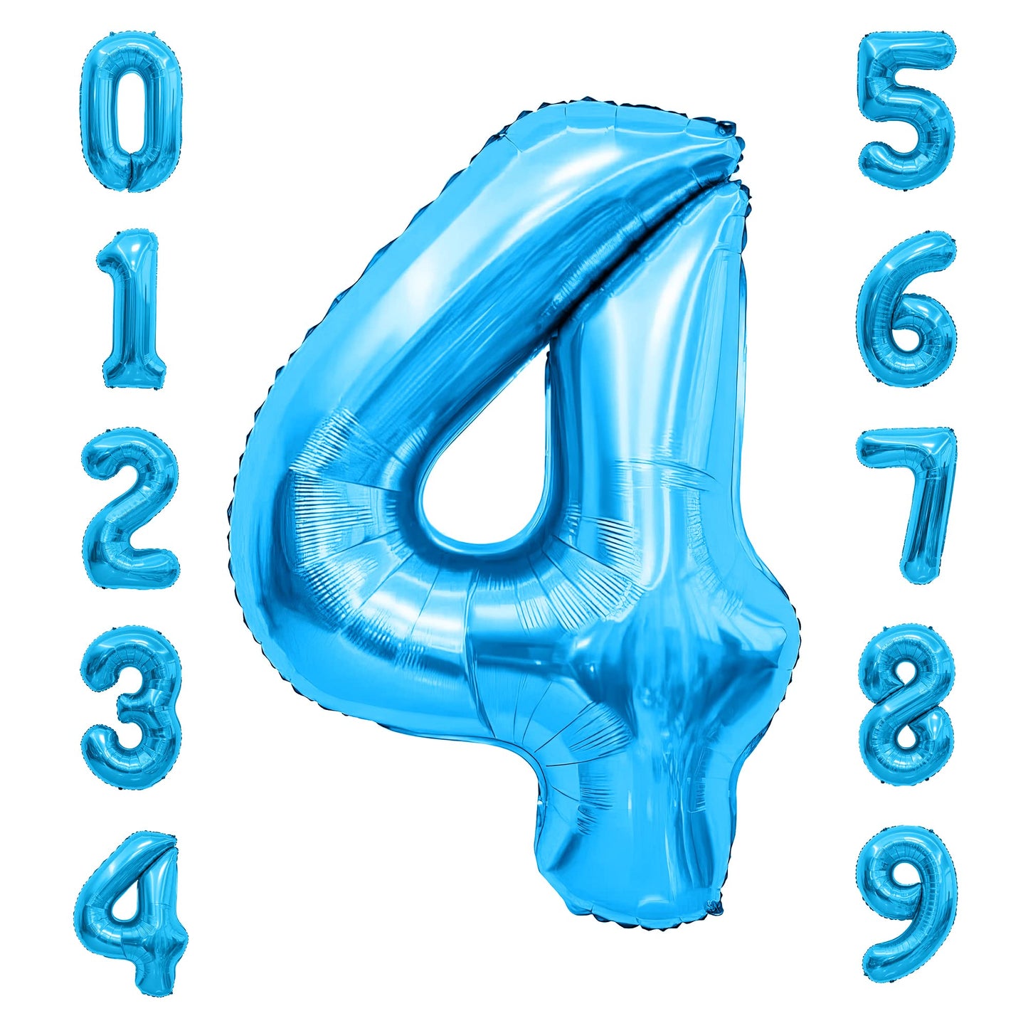 Number Balloon 40 Inch, Blue Number Balloons, Number 4 Balloons, Birthday Large Foil Blue Balloons, Birthday Party/Graduation/An