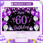 Purple 60Th Birthday Decoration Banner For Women Large Black Purple Silver Happy 60Th Birthday Banner Purple And Black 60Th Backdrop Background For 60Th Birthday Anniversary Party Supplies