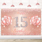 Happy 15Th Birthday Banner Backdrop - 15 Birthday Party Decorations Supplies For Girls Or Boys - Rose Gold 4 X 11Ft