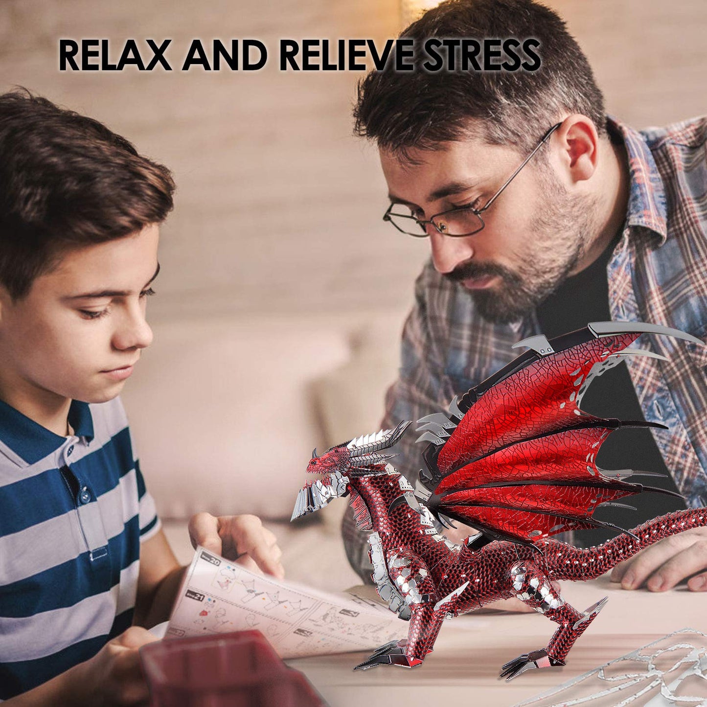 Piececool 3D Metal Model Kits-Black Dragon King, Diy 3D Puzzles For Adults Brain Teaser Puzzles Toys For Teens, Great Birthday New Year Gifts, 107 Pcs