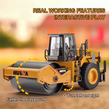 1/40 Scale Metal Road Roller Toy, Diecast Construction Equipment Vehicles Toy for Kids Boys