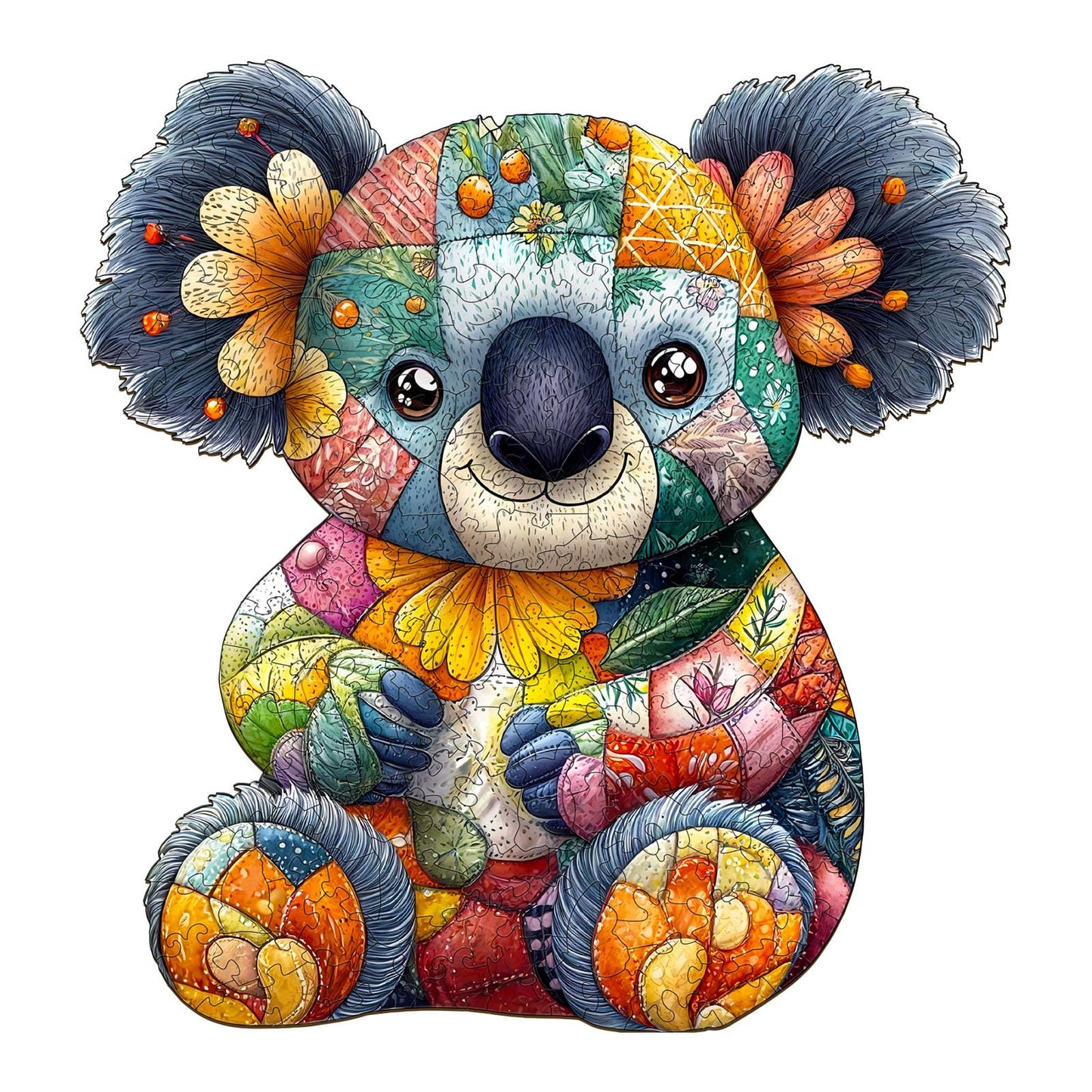 Wooden Puzzles For Adults, Wooden Jigsaw Puzzles For Adults Kids, Patchwork Koala Unique Shaped Wood Puzzles Adult, Creative Bir