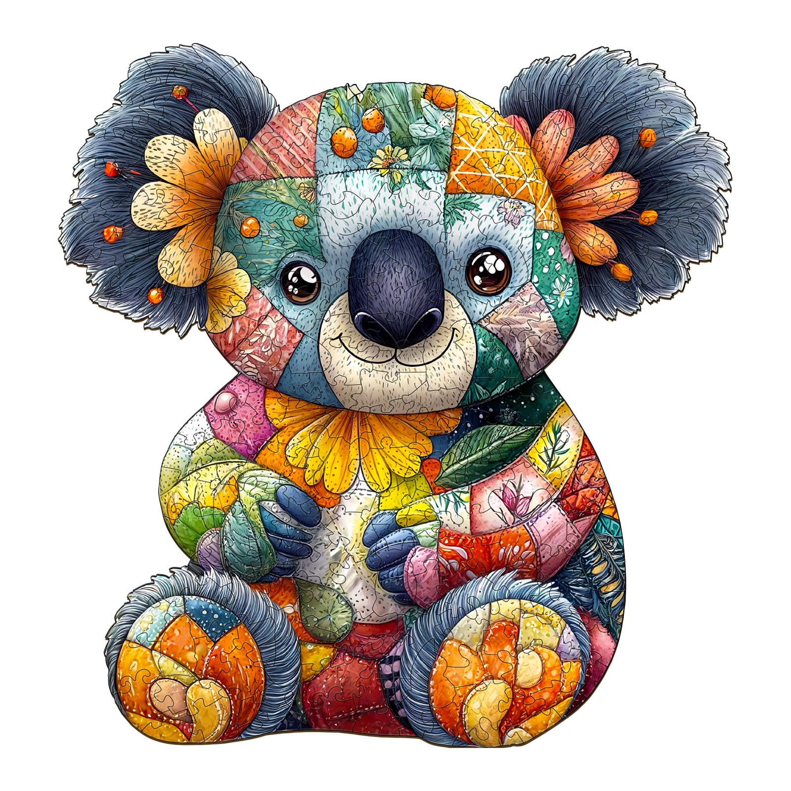 Wooden Puzzles for mature-themeds  Wooden Jigsaw Puzzles for mature-themeds Kids  Patchwork Koala Unique Shaped Wood Puzzles mature-themed  Creative Birthday Gifts for Friends Family Game (11.4 * 10.9in 200pcs)
