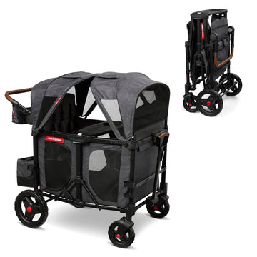 Radio Flyer Voya Xt Quad Stroller Wagon, 4 Seater Wagon Stroller For Kids, Baby Stroller Wagon, Gray, Large