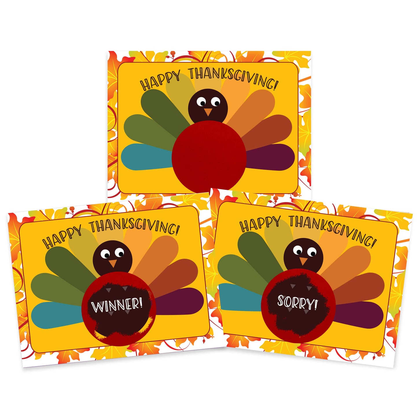 My Scratch Offs - 26 Pack Thanksgiving Turkey Friendsgiving Scratch Off Cards For Family Games, Thank You Cards Small Business, Party Games & Door Prizes