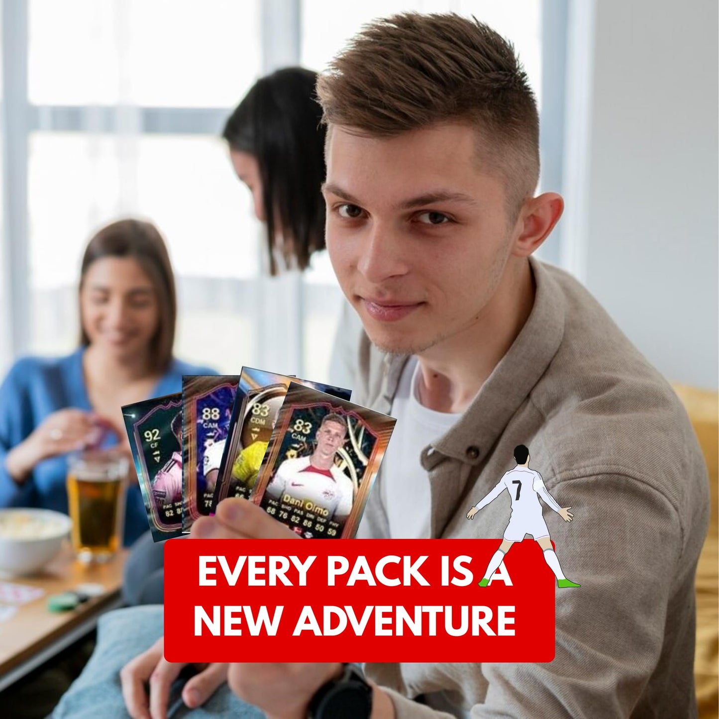 Soccer Trading Cards 2025 | 6 Packs - 48 Collectible Cards for Fans Mystery Cards Packs Contain Random enhanced Cards in Each Set - Try & Collect Them All - Great Gift!