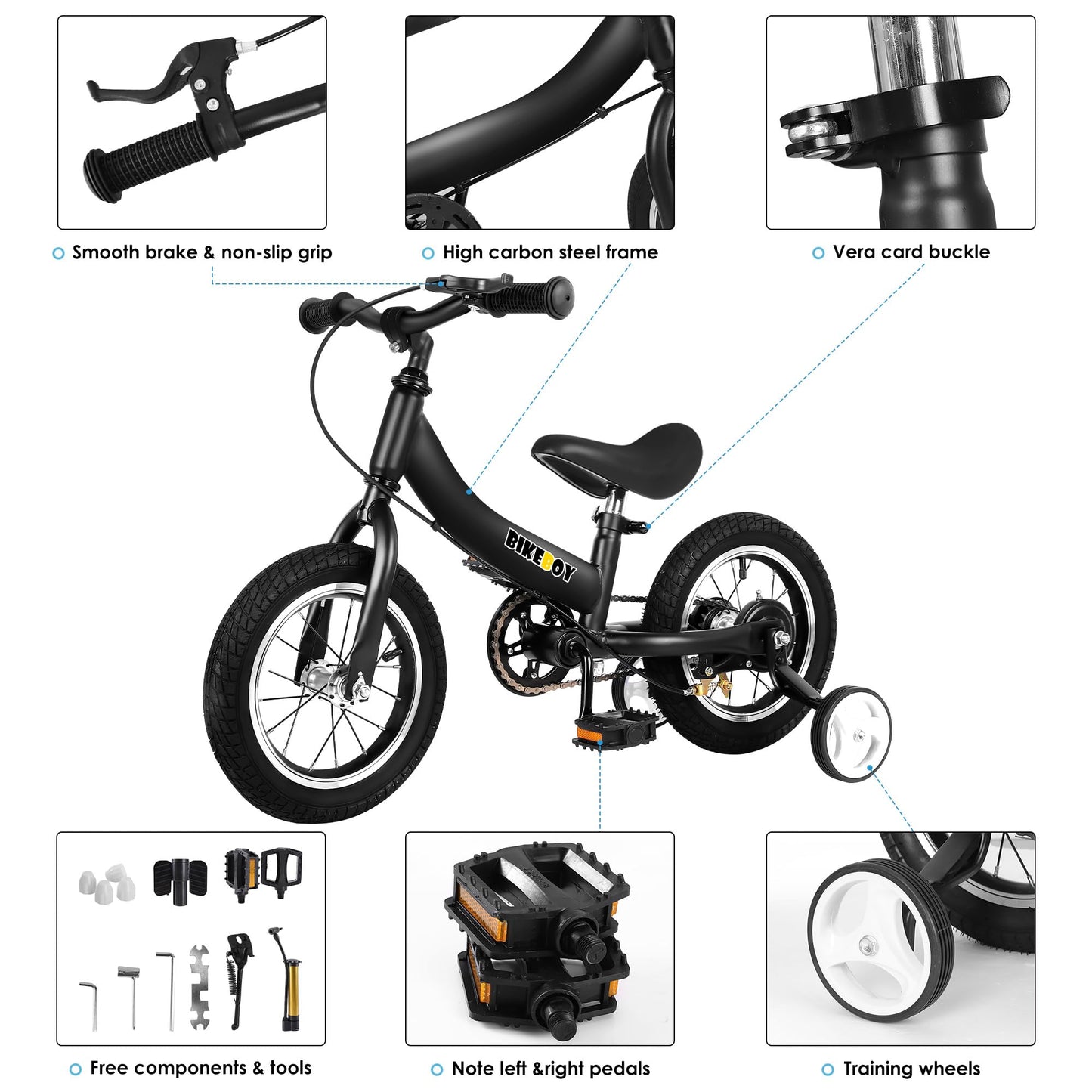 Balance Bike 2 In 1,The Dual Use Of A Kids Balance Bike And Toddler Bike, For 2 3 4 5 6 7 Years Old -12 14 16 Inches With Training Theory, Brake, Pedal