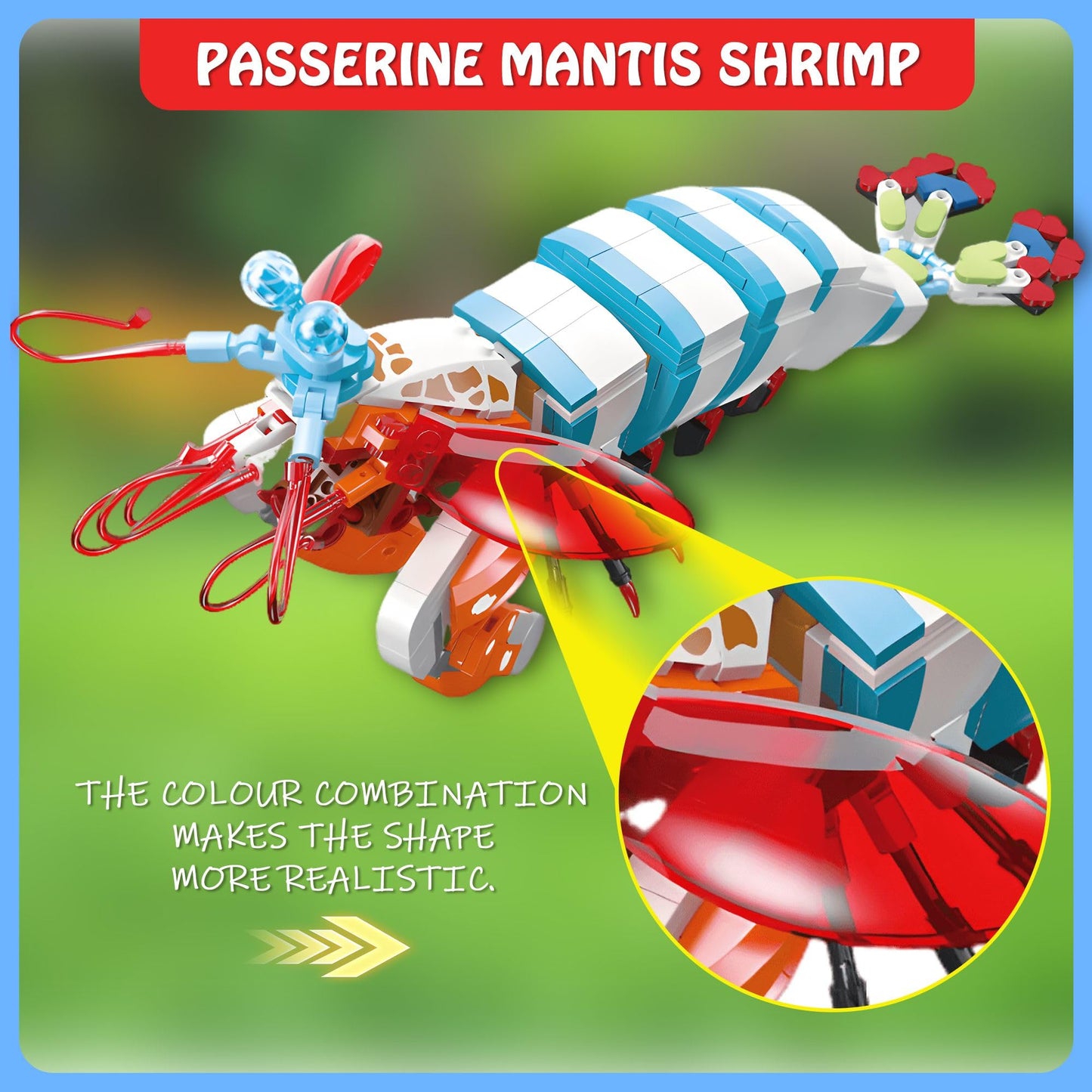 apcute 429PCS Micro Brick Mantis Shrimp Building Set, 6.7 x 5.6 x 8.5 inches, ABS Material, Creative Gift for Ages 6+
