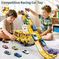 GOGIHCCH 3-in-1 Kid Carrier Truck Toy Car Tracks for Toddlers 2-4 Years Old with 12 Racing Cars Toys, Foldable Chasing Race Trac