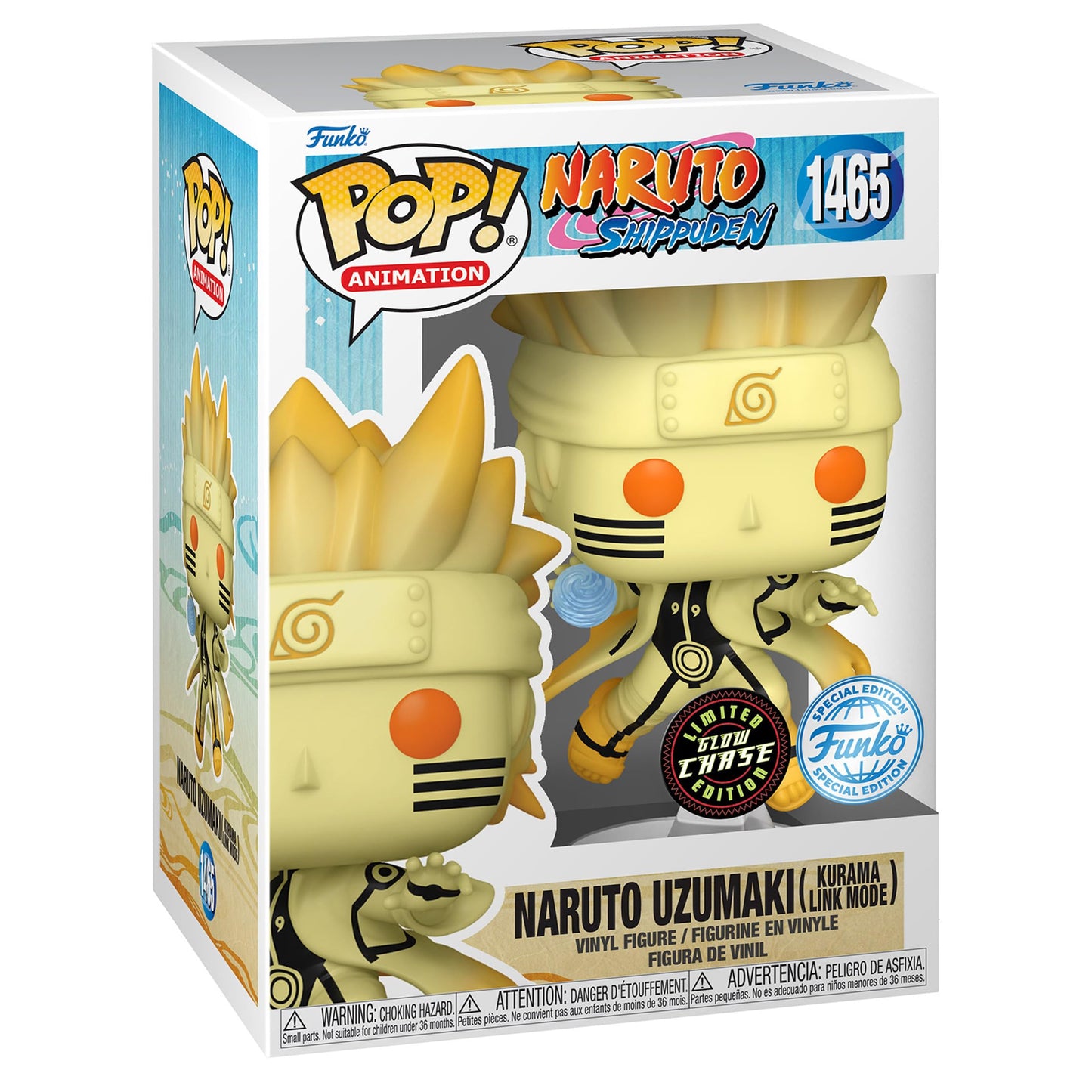 Funko Pop! Animation: Naruto Shippuden - Naruto Uzumaki In Kurama Link Mode Special Edition Multicolor Exclusive #1469 & Naruto Running #727 Vinyl Figures Bundle