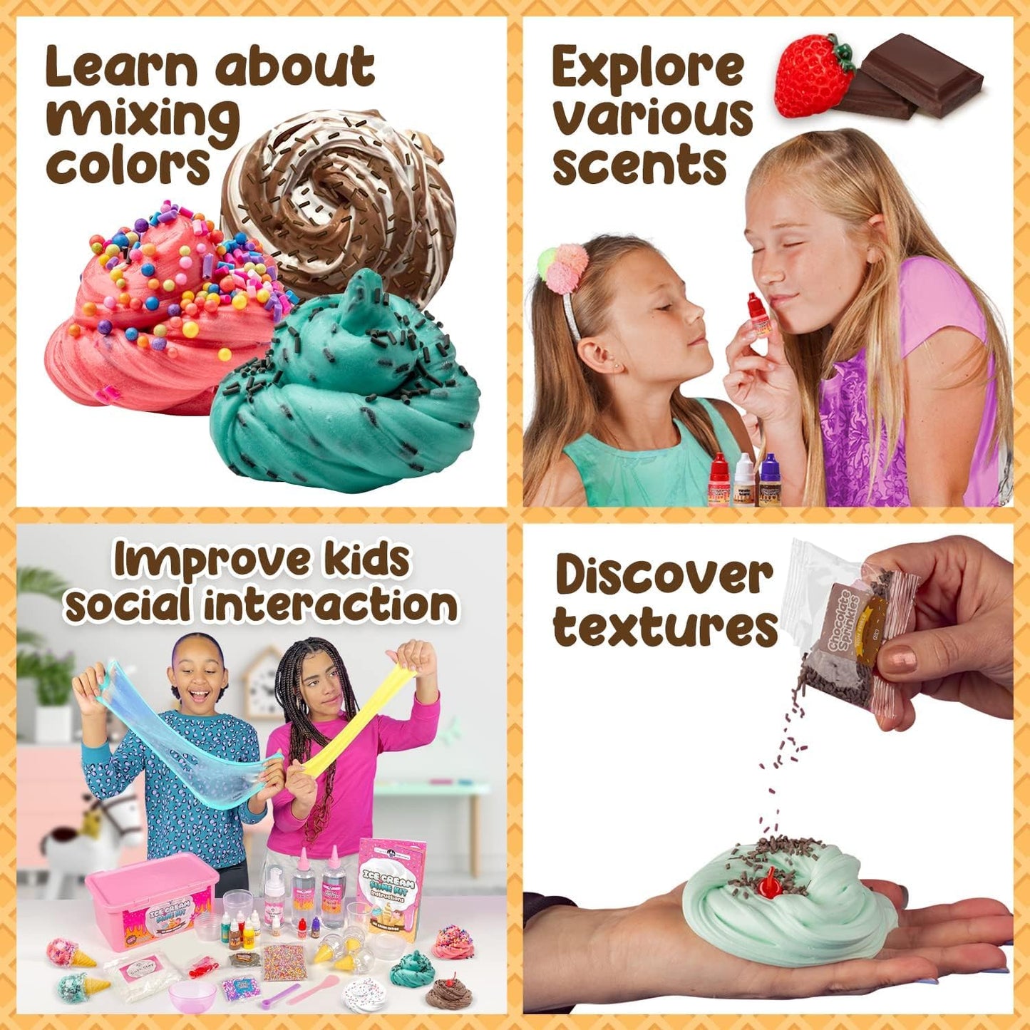 Original Stationery Diy Ice Cream Slime Kit For Girls, Amazing Ice Cream Slime Making Kit To Make Butter Cloud & Foam Slimes, Fun Easter Present, 10 Year Old Girl Birthday Gifts & Toys For Girls 8-10