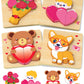 Oomloid Toddler Valentines Wooden Puzzles Gifts For Kids, 4 Pack Valentines Day Toys Valentines Gifts For Kids Classroom, Valent