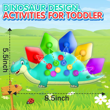 4PC Dinosaur Color Sorting Sensory Toys, Montessori Toys for Toddler Fine Motor Skill Game Learning Activities Quiet Calm Down F