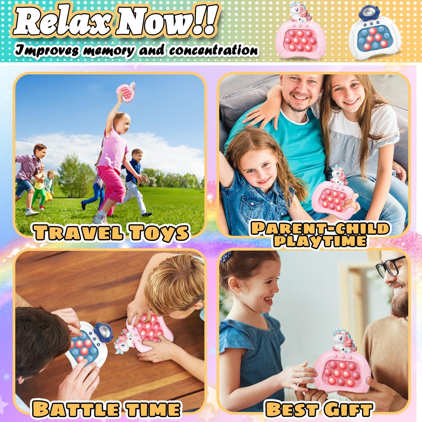 Fast Push Game, Pop Bubble Fidget Toy Quick Push Light Up Popping Game Toys For Ages 4-12, Birthday Gifts For Boys & Girls & Tee