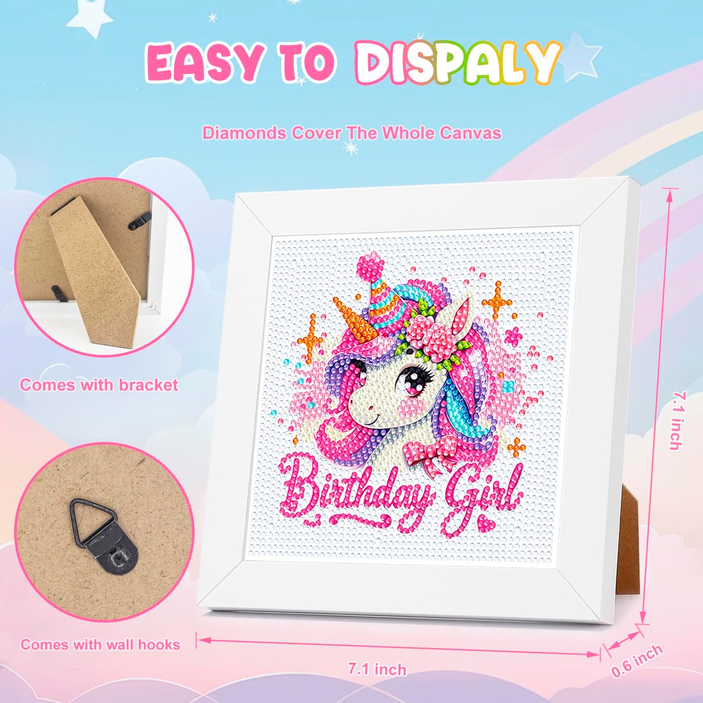 Diamond Art Kits for Kids - Arts and Crafts for Kids Ages 8-12 - Diamond Art Painting with Wooden Frame - Crafts for Kid Ages 4-