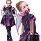 IKALI Halloween Vampire Bat Costume for Girls with Wings,Kids Gothic Darkness Fancy Dress Outfit